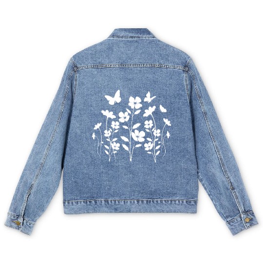 Flowers and Butterflies Men's Denim Jackets