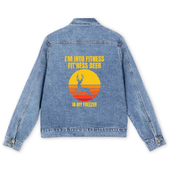 Retro I'm Into Fitness Fit'ness Deer Freezer Funny Men's Denim Jackets