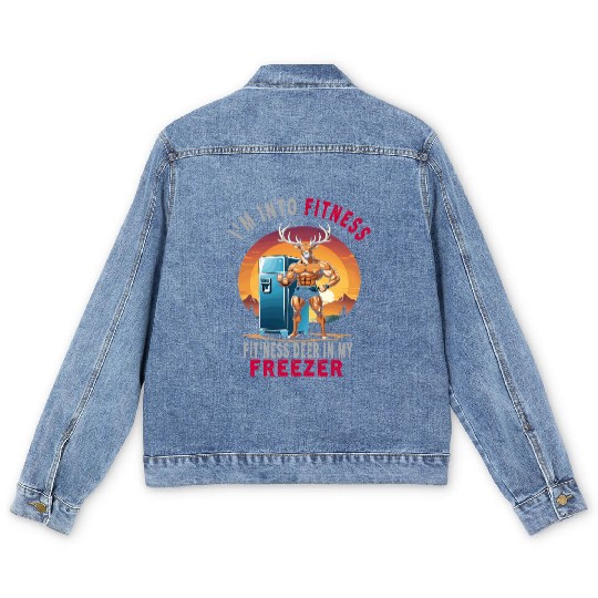 Retro I'm Into Fitness Deer Freezer Funny Hunter Men's Denim Jackets