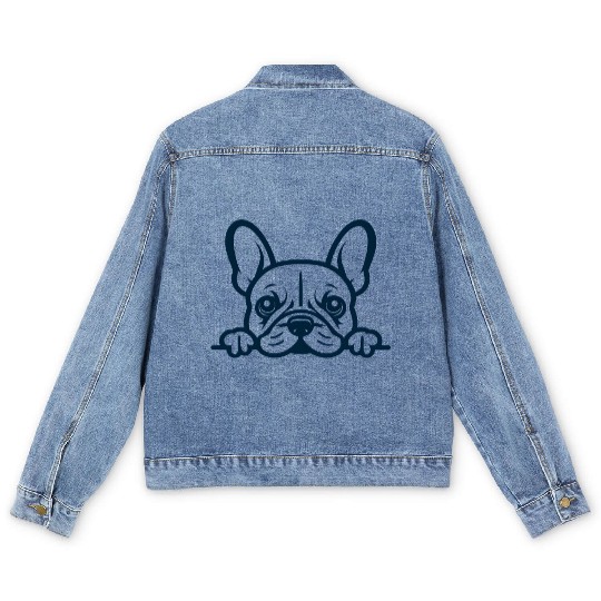 French Bulldog Frenchie Sweet Face Blue Men's Denim Jackets