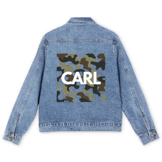 Carl Name Men's Denim Jackets for Men Good Quality Camouflage
