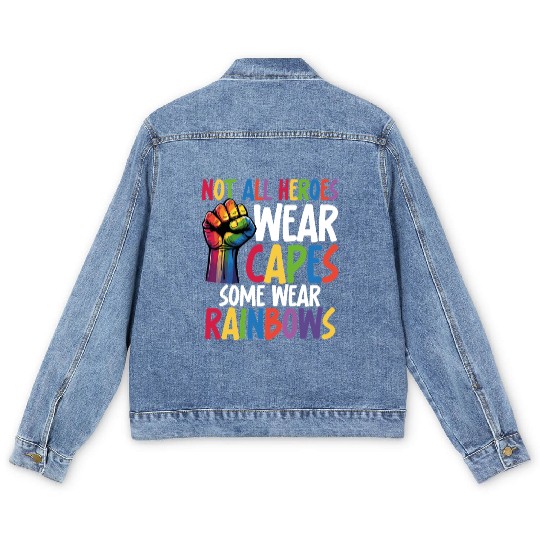 Not All Heroes Wear Capes LGBTQ+ Pride Equality Men's Denim Jackets