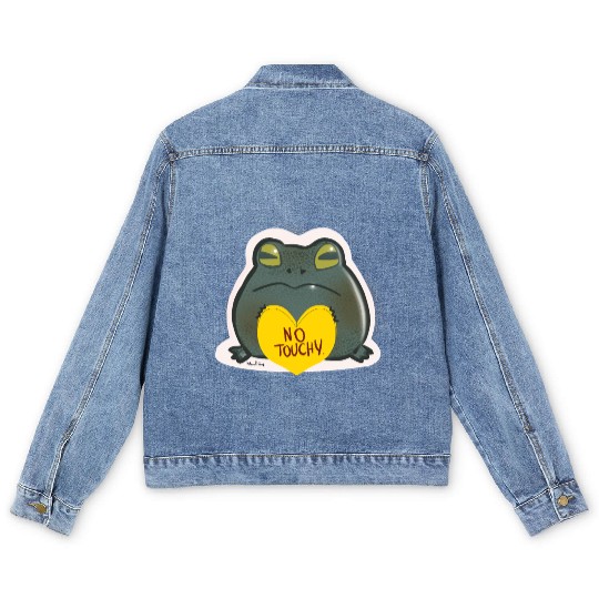 NO Touchy! Grumpy toad. Men's Denim Jackets