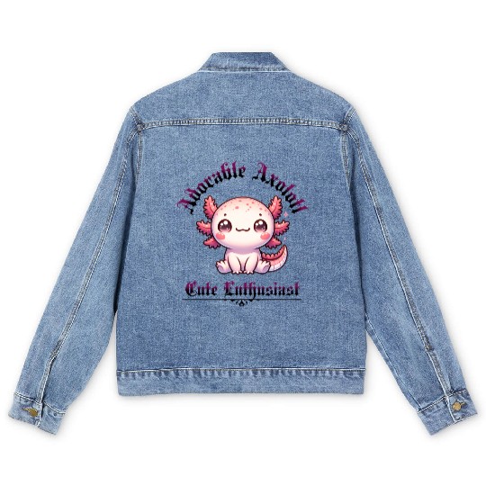 Cute Axolotl Lover Motif - Kawaii Animal - asian Men's Denim Jackets