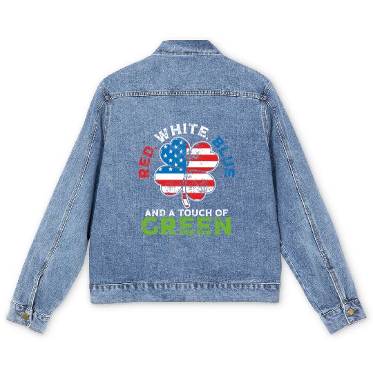 Red White Blue and a Touch of Green Irish USA Men's Denim Jackets