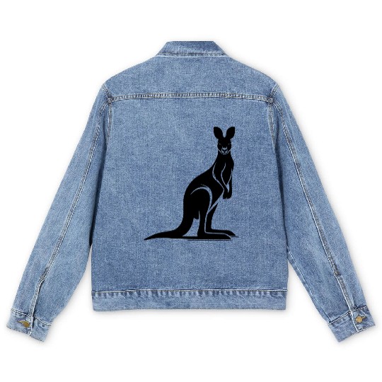 Wild Animal Silhouette With Typical Kangaroo Pose Men's Denim Jackets