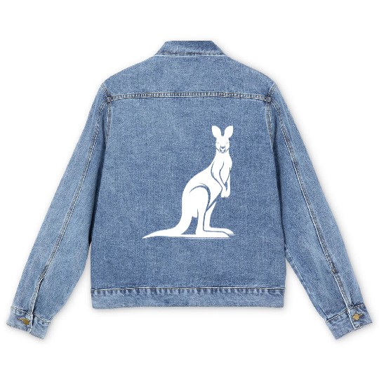 Wild Animal Silhouette With Typical Kangaroo Pose Men's Denim Jackets