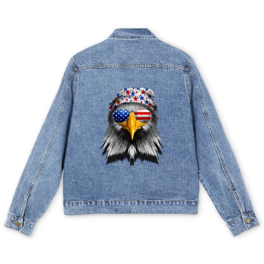American Flag Patriotic Eagle 4th of July Men's Denim Jackets