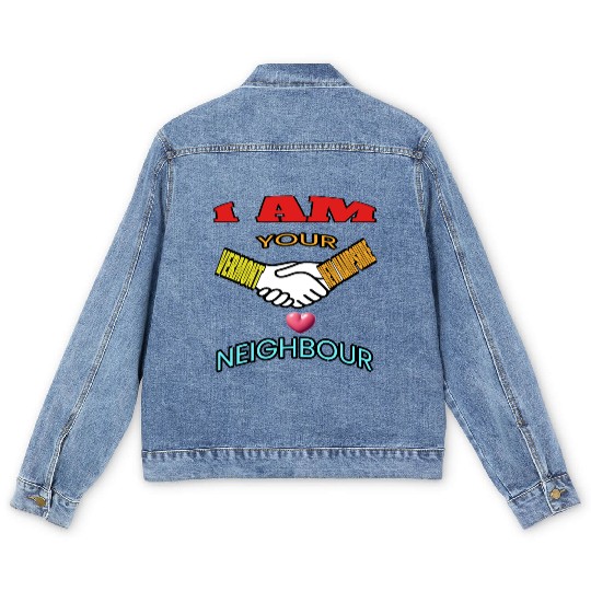 I AM YOUR NEIGHOUR VERMONT AND NEW HAMPSHIRE Men's Denim Jackets