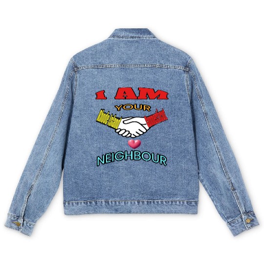 I AM YOUR NEIGHOUR RHODE ISLAND AND CONNECTICUT Men's Denim Jackets