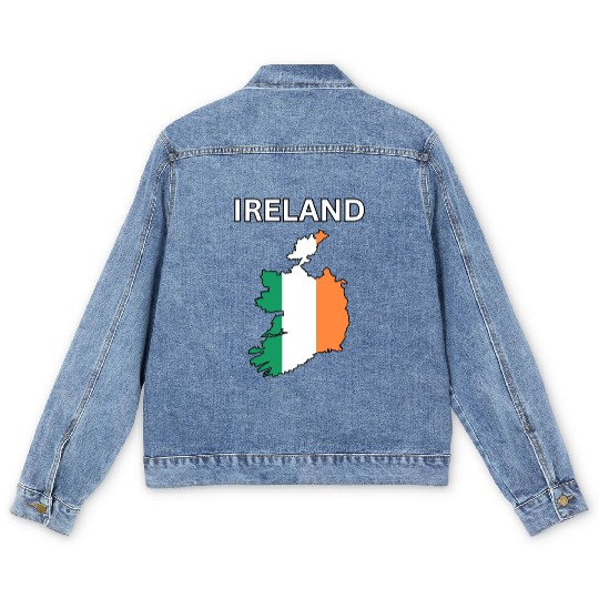Ireland Flag Map Men's Denim Jackets
