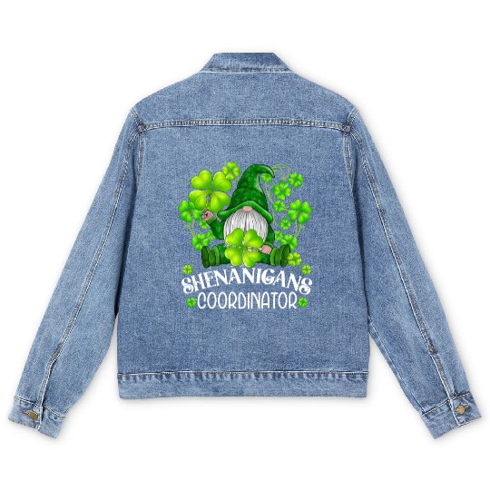 Shenanigans Coordinator St. Patricks Day Gnome Men's Denim Jackets