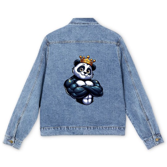 Muscular Panda King Fitness Workout Men's Denim Jackets