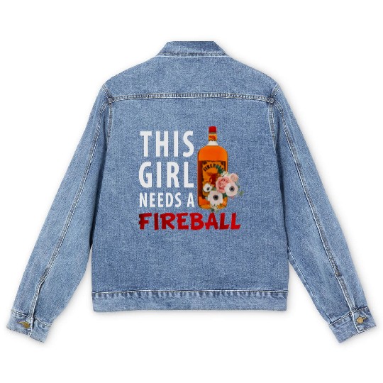 This Girl Needs A Fireball Men's Denim Jackets