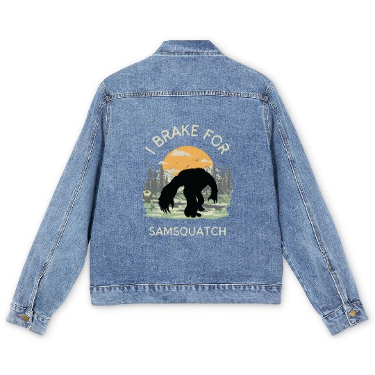 Funny Samsquatch Bigfoot Cryptid Camping Men's Denim Jackets