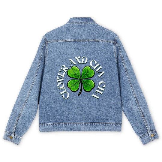 Clover Cha Cha 4-Leaf AI Clover Design Men's Denim Jackets