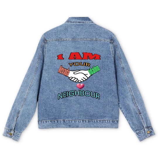 I AM YOUR NEIGHOUR NEVADA AND IDAHO Men's Denim Jackets