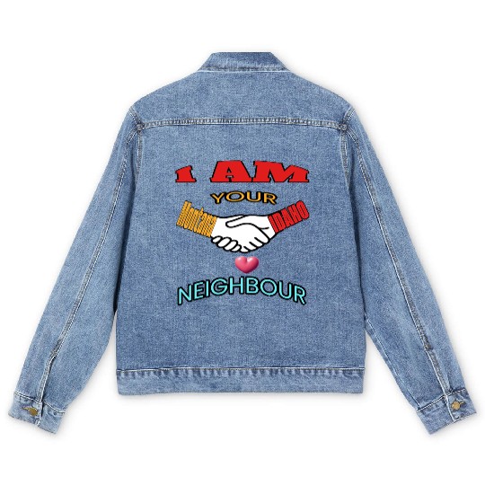 I AM YOUR NEIGHOUR MONTANA AND IDAHO Men's Denim Jackets