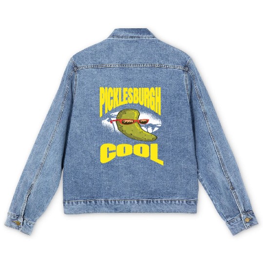 Pittsburgh Humor Picklesburgh Cool Relaxing Pickle Men's Denim Jackets