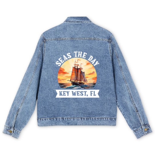 Florida Keys SEAS THE DAY IN KEY-WEST FLORIDA Men's Denim Jackets