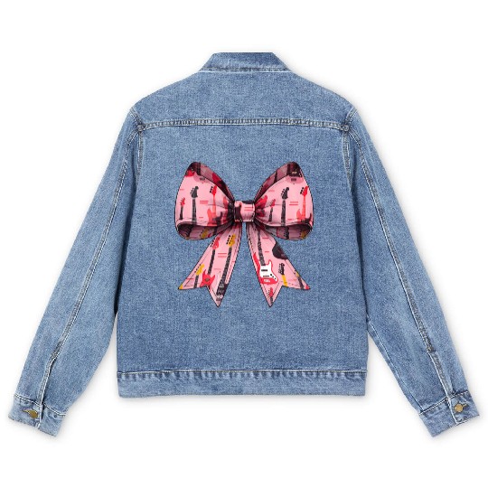 Coquette Bow Bass Player Bassist Guitarist Guitar Men's Denim Jackets