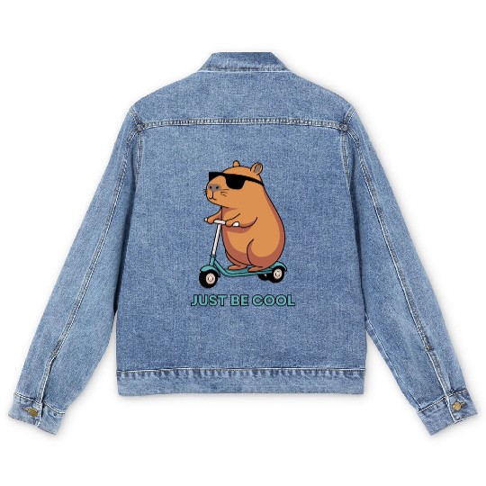 Just Be Cool – Chill & Funny Capybara Design! Men's Denim Jackets