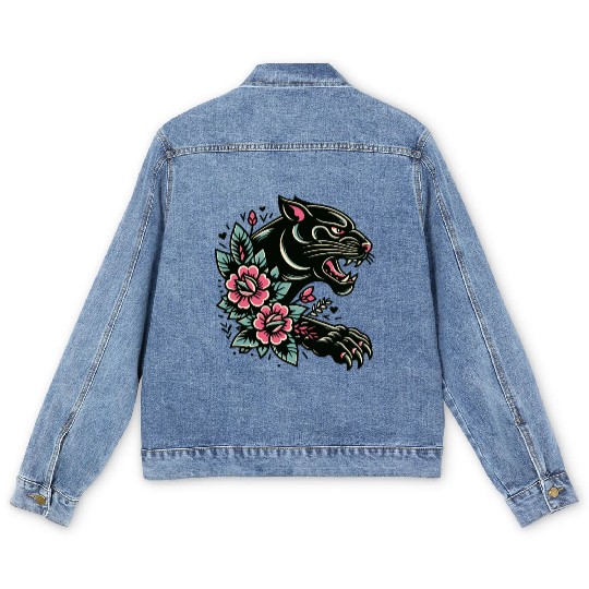 Black Panther Flash Tattoo Men's Denim Jackets