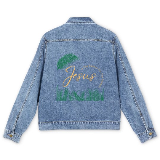 Jesus Is The Reason For The Season - Gold Text Men's Denim Jackets