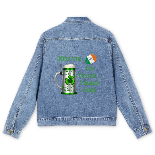 St. Patrick's Day - Kiss Me I'm Drunk Men's Denim Jackets