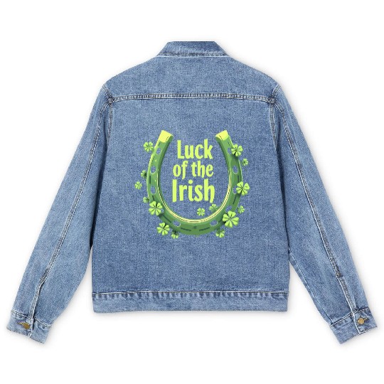 Luck of the Irish Horseshoe Design Men's Denim Jackets