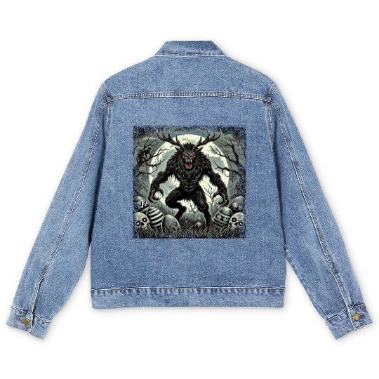 Wendigo Monster Deer Easter Werewolf Creepy Men's Denim Jackets