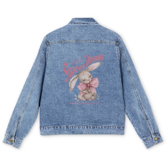 Happy Easter Bunny Coquette Bow Sweet Dream Easter Men's Denim Jackets