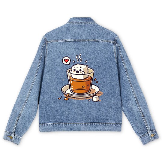 Cute Sugar Cube in Turkish Tea Men's Denim Jackets
