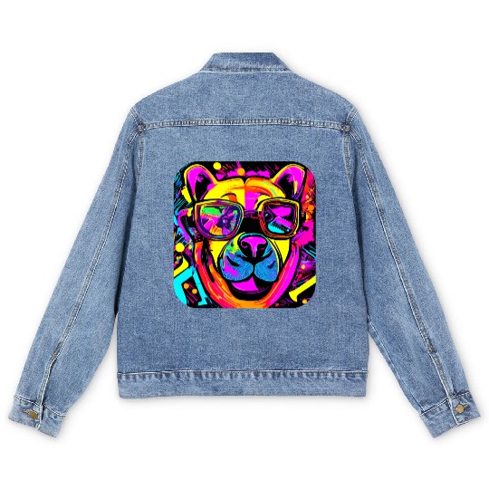 Neon Style 80s Rave Party Glow Men's Denim Jackets