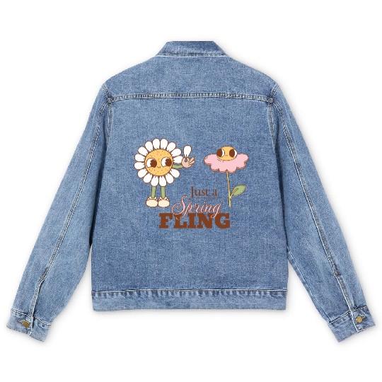 Cute Spring Fling Design Men's Denim Jackets