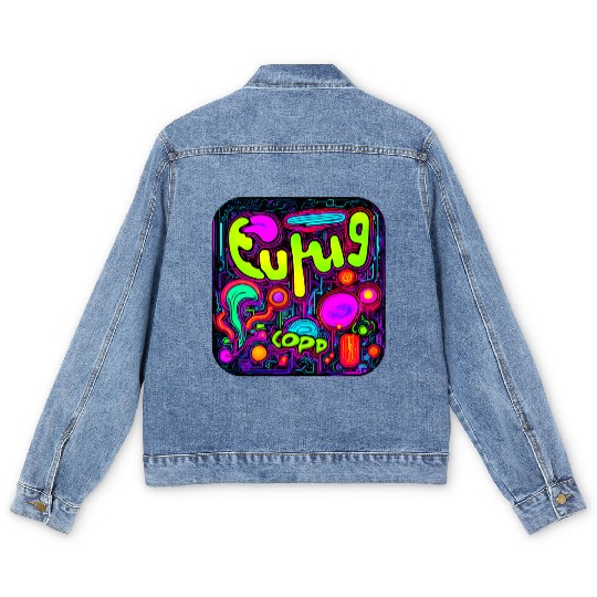 Neon Colorful Glow Party Electro Men's Denim Jackets