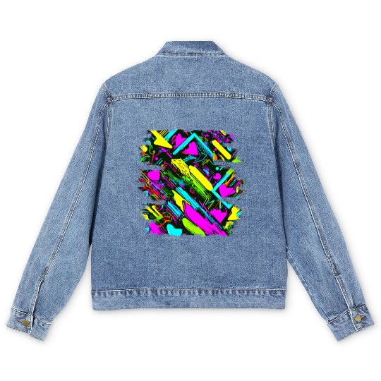 Neon Colorful Glow Party Electro Men's Denim Jackets