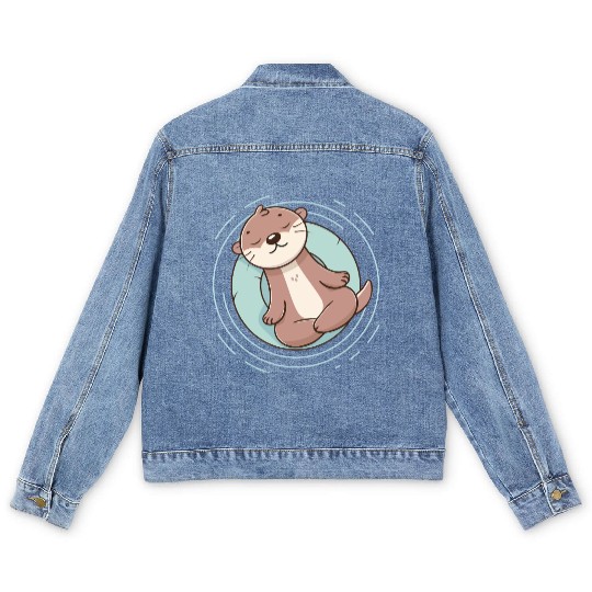 Otter enjoying a relaxing meditation Men's Denim Jackets