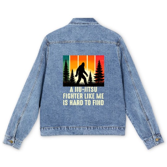 BJJ Jiu-Jitsu Fighter Is Hard To Find, Funny Bigfo Men's Denim Jackets