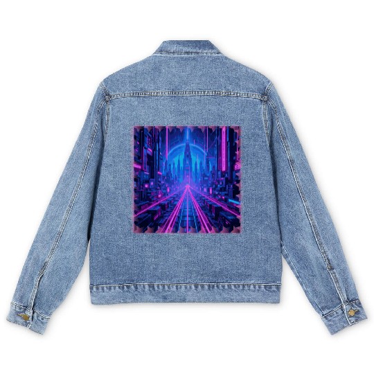 Cyberpunk Dreamscape Men's Denim Jackets