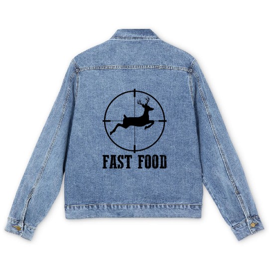 Deer Hunting Funny Hunter Fast Food Men's Denim Jackets