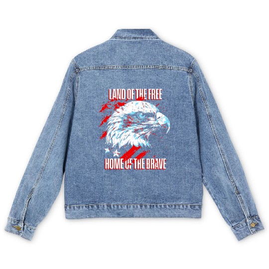 Print - Home of the Brave American Eagle Men's Denim Jackets