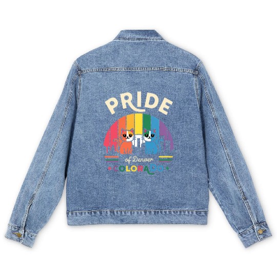 Pride of Dallas City Texas USA Rainbow Flag Men's Denim Jackets