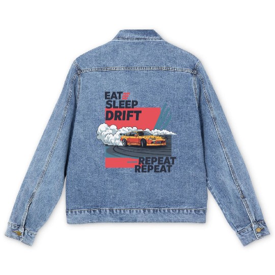 Eat Sleep Drift Repeat Men's Denim Jackets – Neon JDM Car Raci