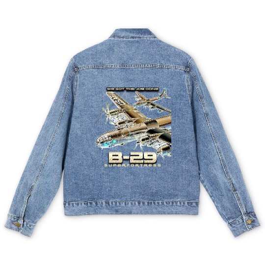 B29 Superfortress War II-era Bomber Aircraft Men's Denim Jackets