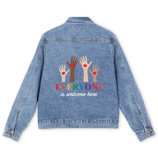 Everyone Is Welcome Here Idaho Teacher Men's Denim Jackets