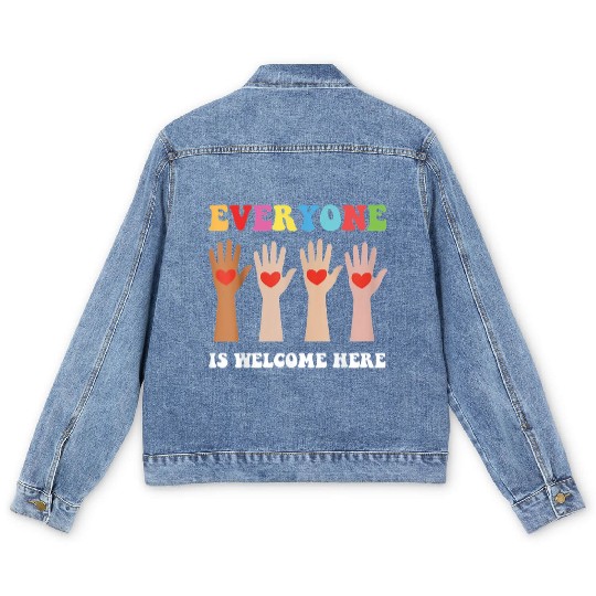 Everyone Is Welcome Here Idaho Teacher Men's Denim Jackets