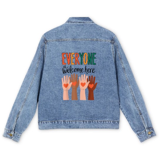 Everyone Is Welcome Here Idaho Teacher Men's Denim Jackets