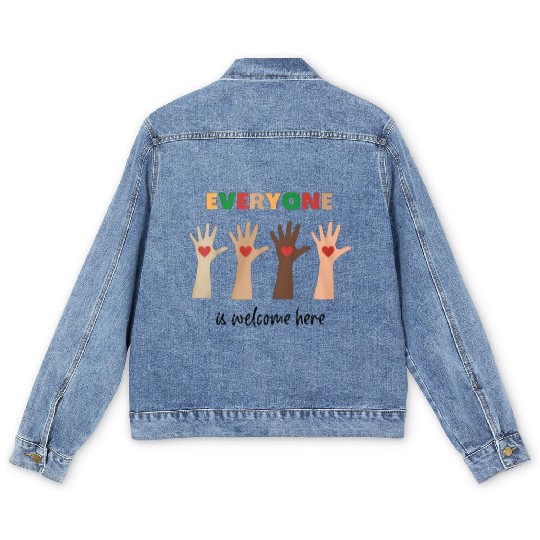Everyone Is Welcome Here Idaho Teacher Men's Denim Jackets