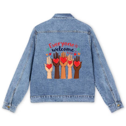 Everyone Is Welcome Here Idaho Teacher Men's Denim Jackets